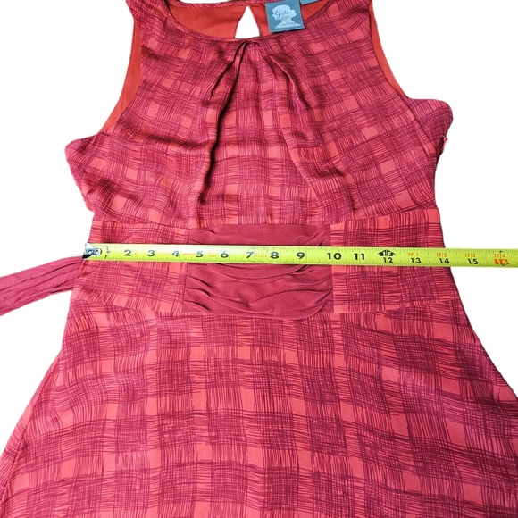 ANTHRO Girls From Savoy Red Goji Plaid Silk Sleeveless Dress Size 4 - Picture 9 of 15